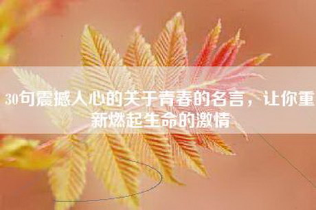 30句震撼人心的关于青春的名言，让你重新燃起生命的激情