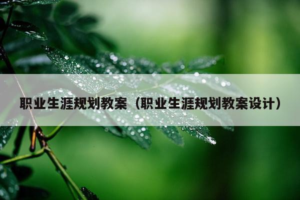 职业生涯规划教案（职业生涯规划教案设计）