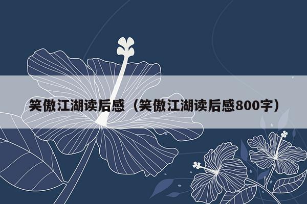 笑傲江湖读后感（笑傲江湖读后感800字）