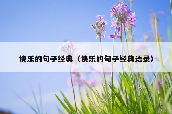 快乐的句子经典（快乐的句子经典语录）