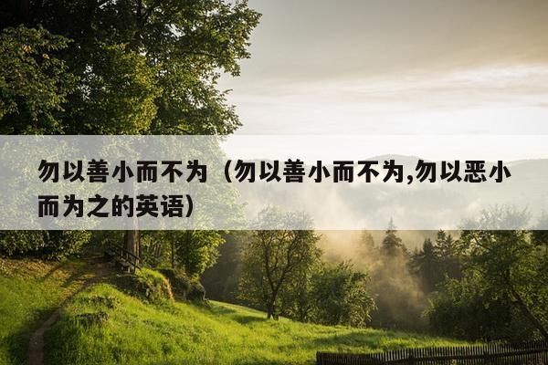 勿以善小而不为（勿以善小而不为,勿以恶小而为之的英语）